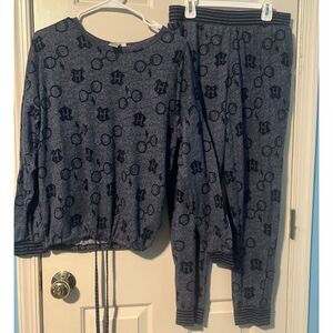 Harry Potter Wizarding‎ World Womens Sz Medium 2 PC Blue Pajama Sleepwear Set